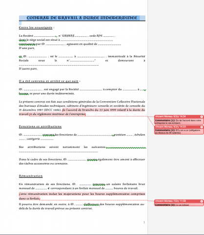 CONTRAT DE TRAVAIL A DUREE INDETERMINEE